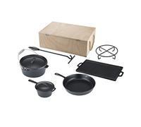 Tarrington House Lot de 7 cocottes en fonte et bois pour barbecue Noir