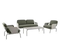 Tarrington House Set de terrasse Eden, 4 pièces, Acier/céramique/Polyester, 2 fauteuils individuels, 1 canapé 2 Places, 1 Table Basse, Blanc/Vert