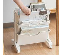 TARSHYRY Bidangerie Roulante, Double Couche Movable Candside Bibliothèque Amovible Petite Bibliothèque Dormitory Organize Trolley Shelf Book Classroom Cart pour la Salle D'étude du (White)