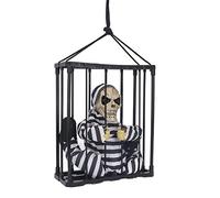 TARSHYRY Cage de Crâne à œil Brillant avec des Sons étranges, Décor d'halloween alimenté par Batterie pour Un Affichage Intérieur et Extérieur Effrayant, Thème de la Prison Hantée (Fantôme à