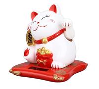 TARSHYRY Cat Chanceux, Richesse Décorative Mignonne à énergie Solaire Accueillant la Fortune Waving Chat Feng Shui de Richesse Accueillante Décoration de prospérité pour Le Restaurant du (White)