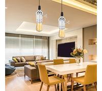 TARSHYRY Douille de Lampe Rétro E27 avec Interrupteur Marche/arrêt, Luminaire Suspendu pour éclairage de Plafond ou Mural Vintage, Compatible avec Les Ampoules (Silver)