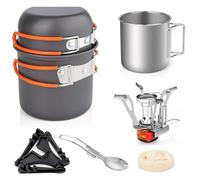 TARSHYRY Ensemble de Casseroles de Cuisine de Camping Ensemble de Casseroles Légères avec Poêle de Camping Pliant Idéal pour la Randonnée de Cuisson en Plein Air (Orange)