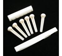 TARSHYRY Ensemble de Chevilles de Chevalet et Sillet de Chevalet en Os pour Guitare Folk, Blanc, avec Matériau ABS Léger et Nylon, pour les Guitaristes Folk Pratiques (WHITE)