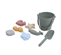 TARSHYRY Ensemble de Jeu de Sable en Silicone pour Les Tout-Petits Comprenant Un Seau, des Formes d'animaux, Une Pelle et Une Ficelle pour des Activités de Plage Amusantes (Olive Verte)