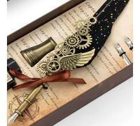 TARSHYRY Ensemble Stylo Plume et Encre de Style Européen Rétro, avec Kit de Tampons de Cire à Cacheter pour une écriture élégante (BLACK)