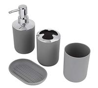 TARSHYRY Ensembles de Bain pour Salle de Bain, Support de Brosse à Dents 4pcs Ensemble de Salle de Kit de de Accessoire de Lotion en Plastique Rangement de Bouteille de Rinçage (GRAY)