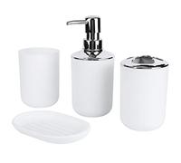TARSHYRY Ensembles de Bain pour Salle de Bain, Support de Brosse à Dents 4pcs Ensemble de Salle de Kit de de Accessoire de Lotion en Plastique Rangement de Bouteille de Rinçage (WHITE)