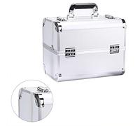 TARSHYRY Étui de Maquillage Portable Multilleuse Grande Espace Cosmetic Train Case Beauty Herdressing Nail Art Tattoo (Silver)