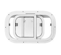 TARSHYRY Fenêtre Marine 550x350mm Fenêtre Cadre en Aluminium Robuste Verre trempé Étanche à l'eau Joint en Caoutchouc Ouverture Push-Pull pour Navires Yachts Bateaux (avec Cadre Fixe de 80 mm)