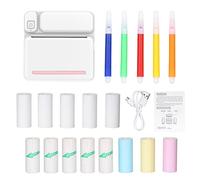 TARSHYRY Imprimante Thermique BT de Taille Fil Portable Haute Résolution Haute Résolution Performance Stable Performance Longue Durée de Vie de Batterie Rose Vert (Pink)