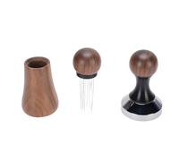 TARSHYRY Kit de Doseur de Distributeur de café à Aiguille, en Acier Inoxydable, en Bois de Noyer, Agitateur à café, Marteau de Presse pour Machine à Expresso, Outils, Accessoires (51mm / 2,01 pouces)