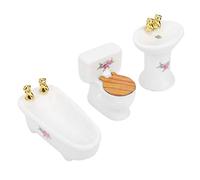 TARSHYRY Mini Meubles pour Poupée, Ensembles de Meubles de Salle de Bain 3pcs Dollhouse Porcelain Salle de Bain Ensemble 1/24 Dollhouse Set Set Pollhouse House House Simulation Toilet de Baignoire