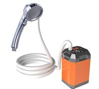 TARSHYRY Portable sans Fil Camping Douche Pompe Électrique Rechargeable Grande Capacité Randonnée Voyager Douche Affichage Numérique Baigner Outil pour L'usage Extérieur (Orange-2)