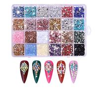 TARSHYRY Régistes à Clous à Résine Plate 3500 Pcs Décorations de Fond Plat Brillant pour les Ongles en Acrylique Manucure DIY Crafts Résine Matériau 24 Boîte de Grille (Un un)