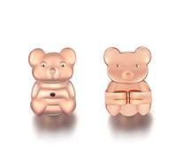 TARSHYRY ROMAD Boucles D'oreilles en Forme D'ours Mignon - Support de Lobe D'oreille en Cuivre - Anti-allergie - Ajustement sécurisé pour Boucles D'oreilles Lourdes - Mauvais (Une paire de bronze or