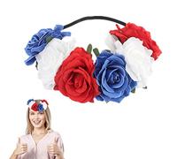 TARSHYRY Rose Flower Bandband Fl Casque pour les Femmes Accessoires de Groupe de Groupe Hawaïen Blanc Rouge Bleu (Bleu 6 fleurs)