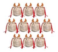 TARSHYRY Sac à Cordon de Noël Sacs Cadeaux en Bois Pochette Décorative en Velours pour Décorations de Vacances Cadeaux de Fête 13x15cm 10pcs (02)