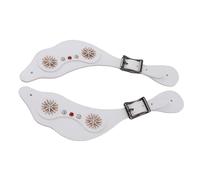 TARSHYRY Sangles D'éperons, Sangles D'éperons en Métal en Cuir PU à Longueur Réglable Décorées de Vintage pour Cavaliers, avec Boucle en Métal pour Un Ajustement sécurisé (White)