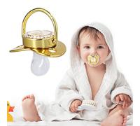 TARSHYRY Sucette Bling Babys Personnalisée avec Clip et Cache-poussière, Sucette Personnalisée Lettres Dorées pour nouveau-né, Cadeaux de Douche pour bébé, Accessoires de Photographie (Lettre S)