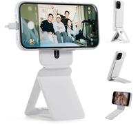 TARSHYRY Support de Téléphone Magnétique, Trépied de Téléphone Pliable avec Aimants Puissants, Support en Cuir PU à Angle Réglable, Compatible avec Tous Les Téléphones Intelligents (White)