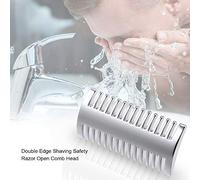 TARSHYRY Tête de Peigne Ouverte de sécurité à Double Rasage, Tête de Rechange en Alliage de Zinc pour Poignée Longue, Couleur Argent 1.6x1.0x0.4 Pouces