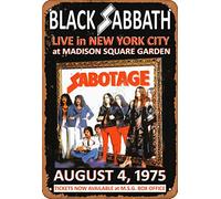 TarSign Black Sabbath Live in New York City at Madison Square Garden 1975 Plaque en étain vintage avec logo 30,5 cm Décoration murale