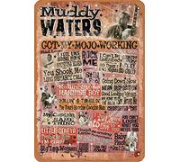TarSign Muddy Waters Plaque en étain vintage avec logo « Got My Mojo Working » 30,5 cm