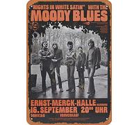 TarSign Night in White Satin with The Moody Blues Plaque en étain vintage Logo 30,5 cm Décoration murale