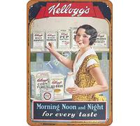 TarSign Plaque en étain vintage avec logo « Morning Noon and Noght for Every Taste » de Kellogg's 30,5 cm - Décoration murale accrocheuse