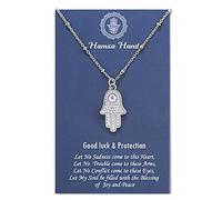 Tarsus Collier Main de Fatma Main de Fatma - Protection contre le mauvais œil - Cadeau porte-bonheur pour femme, homme, fille, métal, oxyde de zirconium