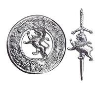 Tartan City Broche Écossaise Kilt Lion Rampant Finition Chrome 4"/Mouche Plaid Broche Lion Rampant Finition Chrome 3"