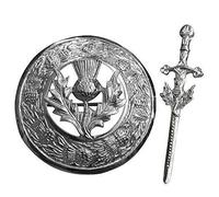Tartan City Thistle Kit de broche et de broche Fly Plaid Chromé