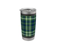 Tartan écossais vert forêt, bleu marine, blanc Gobelet isotherme en acier inoxydable double paroi