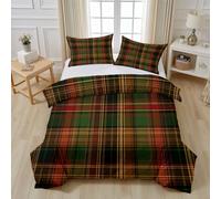 Tartan Vintage Écossais Housse de Couette Fermeture Éclair, À Carreaux Vichy Noël Classique Parure de Lit 2 Personnes Literie 280x240 Microfibre avec Fermeture Éclair et 2 Taies D'oreiller 80x80 cm