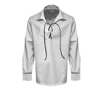 Tartanista - Chemise Ghillie pour homme - style Jacobite - blanc - XXL