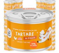 Tartare de poulet | Aliments humides pour chats complets | Recette de monoprotéine et de grain sans huile de saumon | Haute Digéribilité et Riche en oméga 3 et 6 | 36x85g Made in Italy | Hygge Cat