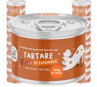 Tartare de Sanglier | Aliments Humides pour Chats Adultes Complet | Recette de Grain Free avec de la viande de haute qualité et de l'huile de saumon | Haute Appétibilité Riche en oméga 3 et 6 | 18x85g