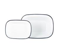 Tarte à tarte émail blanc 2 pièces Ensemble plats four à rôtir métal Navy