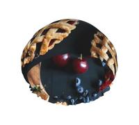 Tarte aux baies,Bonnet de douche/bonnet de nuit double couche imperméable et élastique, bonnet de bain réutilisable