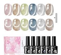 TARTU Lot de 6 Vernis Semi-Permanent HEMA Free TPO Free, 8ml Coffret Vernis Gel Effet Cat Eye, Jelly & Paillettes, Kit Manucure DIY à la Maison, Idée Cadeau Femme(TT6026)