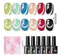 TARTU Lot de 6 Vernis Semi-Permanent HEMA Free TPO Free, 8ml Coffret Vernis Gel Effet Cat Eye, Jelly & Paillettes, Kit Manucure DIY à la Maison, Idée Cadeau Femme(TT6033)