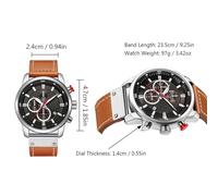 Taruor 8291 Watch pour Le Quartz Masculin, Bande de Cuir étanche, Chronographe et Calendrier pour Diverses Occasions