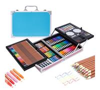 Taruor Ensemble D'art de 145 Pièces Comprenant des Marqueurs Aquarelle, des Pastels à L', Crayons de Couleur, Pinceaux et un étui Rangement en Métal pour Débutants et Adultes