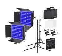 Taruor - Panneau Lumineux LED Bicolore W480RGB, 40W, 480 Perles, Variable, 20 Effets, Télécommande, Porte D'entrée en Métal, Batterie DC/NP pour la (2 Lampes Standard UE et 2 trépieds)