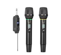 Taruor Système de Microphone sans Fil Rechargeable UHF avec Microphone à Main pour des Performances Polyvalentes, Portable pour Mariage, Fête, Chant, Noir (1 récepteur avec 2 Microphones)