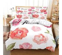 TaRvit Housse de Couette 140x200 Floral Parure de Lit 1 Personne en Microfibre, Filles Parure de Lit 140x200 avec Fermeture Éclair et 1 Taie d'oreiller 65x65 cm pour Enfant Ado