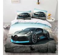 TaRvit Housse de Couette 200x200 Voiture De Sport Parure de Lit 2 Personnes en Microfibre, Voiture De Course Parure de Lit 200x200 avec Fermeture Éclair et 2 Taies d'oreiller 65x65 cm pour Ado Adulte