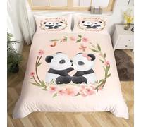 TaRvit Housse de Couette 220x240 Adulte Panda Parure de Lit 2 Personnes, Mignon Parure de Lit 220x240 avec Fermeture Éclair et 2 Taies d'oreiller 65x65 pour Enfant Adultes