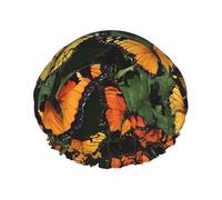 Tas de papillons monarques oranges - Bonnet de douche imperméable extra large - Protection double couche pour cheveux longs/bouclés - Réutilisable et facile à transporter.